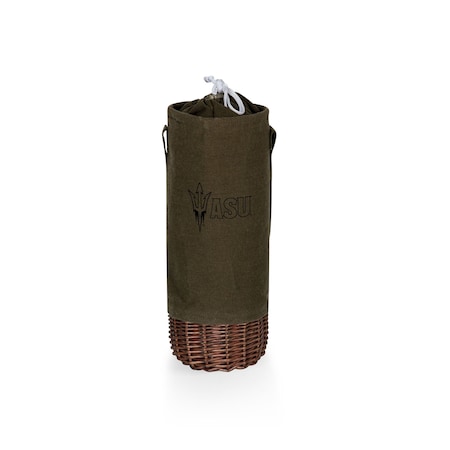 Picnic Time Family Of Brands NCAA Arizona State Sun Devils Malbec Insulated Canvas and Willow Wine Bottle Basket 201-00-140-024-0