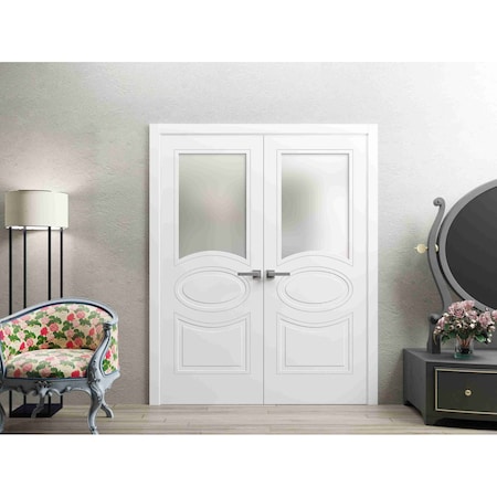 Vdomdoors Double French Interior Door, 36" x 80", White MELA7012DD-WS-36