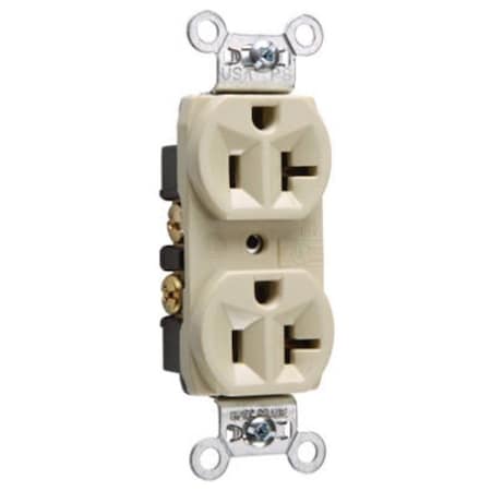 Legrand Straight Blade Receptacle, 5-20R, 20 A, 125V AC, 2 Pole, 3 Wire, Grounded CRB5362ICC12