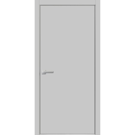 Sartodoors Modern Wood Interior Door with Hardware, Planum 0010 Matte Grey, Single Panel Frame Trims, Bathroom PLANUM0010ID-GRE-24