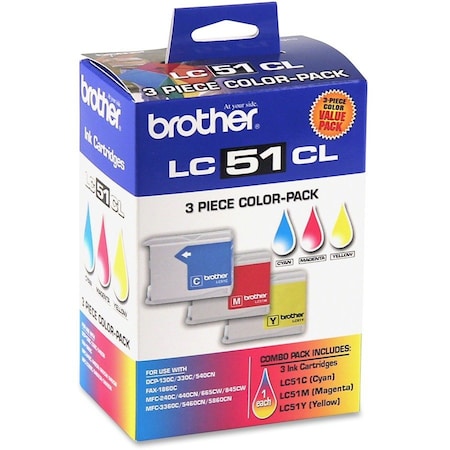 Brother Cyan, Magenta & Yellow Ink Cartridge Combo Pack LC513PKS