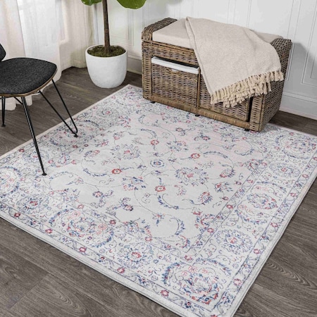 Jonathan Y Modern Persian Vintage Light Gray/Red 5 ft Square Area Rug MDP107A-5SQ
