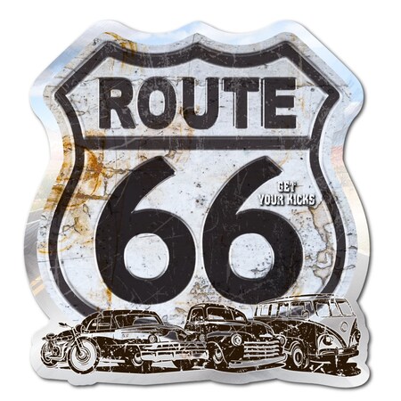 Se-Kure Luxe Nostalgic Mirrored Route 66 Sign 15 x15 Z66R2223