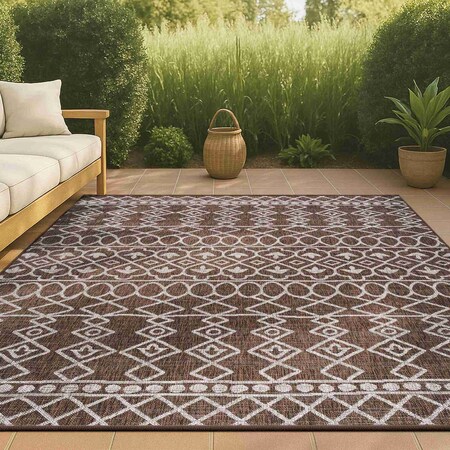 Jonathan Y Kafel Tribal Bohemian Brown/Beige 5 ft. x 8 ft. Indoor/Outdoor Area Rug SMB130B-5