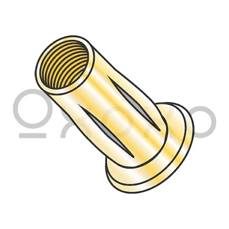 Oxoxo 5/16-18-.280 Large Flange Prebulbed Slot Body Rivet Nut Insert Steel Zinc Yellow, 500PK 628411