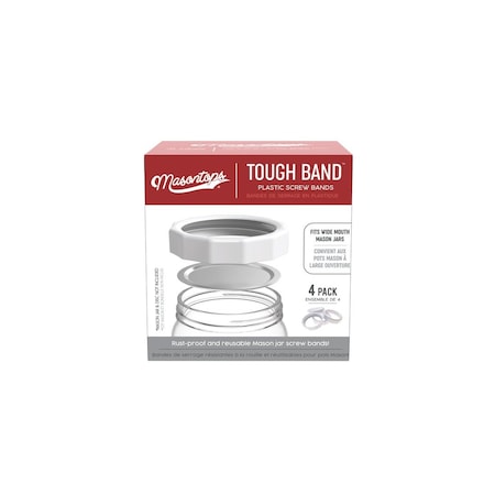Masontops Wide-Mouth Tough Canning Jar Band 4-Count White TB4WWHT