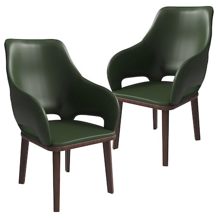 Leisuremod Vivara Collection Modern Dining Chair in Dark Green, 2PK VC23DG2
