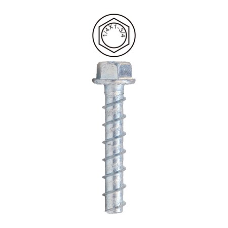 Dottie 1/4in x 1-3/4in Hex Head Concrete Screw Bolt, 100PK CSB14134