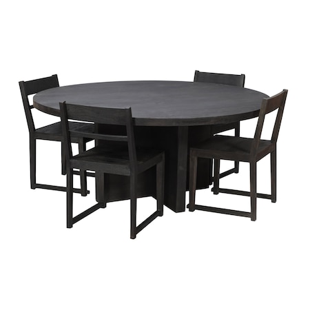 Homeroots 70" Dark Gray Rounded Solid Wood Dining Table 488707