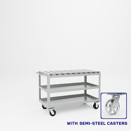 Pucel Slat Top Cart, 24 in W x 48 in D x 33 1/2 in H, Red S-48-DT-3-S