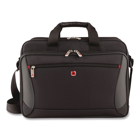 Wenger SwissGear Mainframe Laptop Briefcase, For 16" Laptops, 15.75 x 6 x 12, Black/Gray 64038010