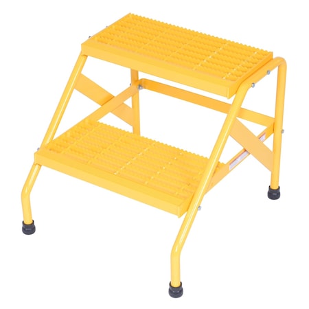 Vestil Aluminum Step Stand, 2 Step, Knock-Down, 2 Steps, 20 Overall Height, Aluminum, Yellow SSA-2-KD-Y
