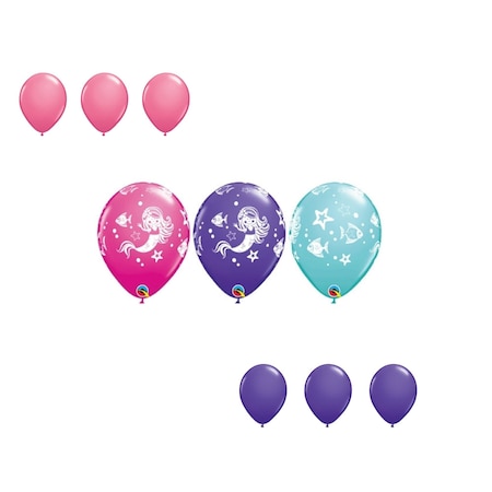 Loonballoon 11 Inch Merry Mermaid & Friends Latex Balloon Medium Shape Set 6x latex 11294
