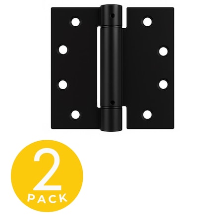 Global Door Controls 4.5 in. x 4.5 in. Matte Black Full Mortise Spring Squared Radius Door Hinge Non-Removable Pin, 2PK CPS4545-US19