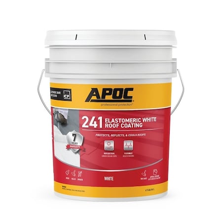 Apoc AP-241 Series Elastomeric Roof Coating, White, 4.75 gal, Pail, Liquid AP-2415