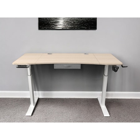 Homeroots 55" Adjustable Oak and White Standing Desk 558230