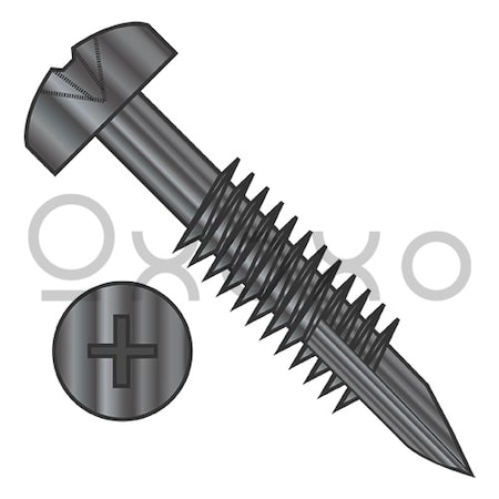 Oxoxo 6-20X1 1/2 Phil Pan #7 Head Face Frame Screw Type 17 Fine Thread Partial Thread Black Oxide, 6000PK 529822