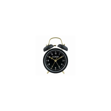 La Crosse Technology Twin Bell Quartz Alarm Clock, Battery Operated, Black 617-3314BG