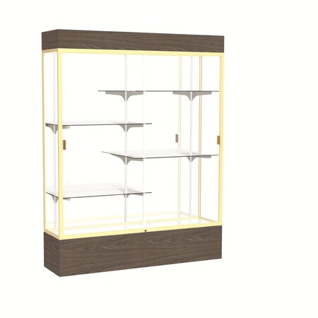 Ghent Lighted Floor Display Case 60x80x16, Mirror, Champange 2175MB-GD-WV