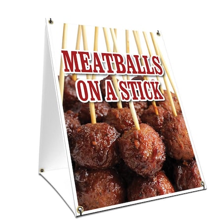 Signmission Meatballs On A Stick, 36 Inch x 24 Inch A-frame Yard Sign, Plastic Sign SBC-2436-Meatballs On A Stick
