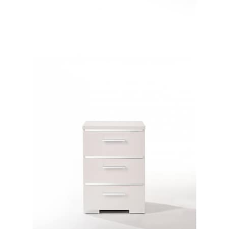 Homeroots 15" X 18" X 25" White (High Gloss) Wood Veneer (Paper) Nightstand 347544