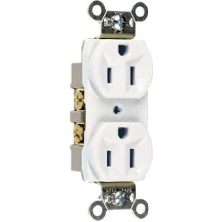Legrand Straight Blade Receptacle, 5-15R, 15 A, 125V AC, 2 Pole, 3 Wire, Grounded CRB5262WCC12