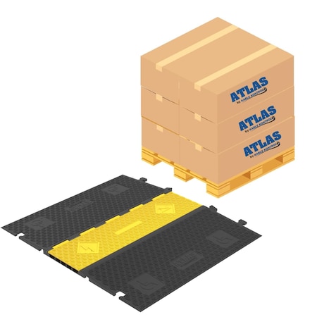 Atlas ADA Compliant Cable Protector Ramp Hvy Dty, 5 Channel Low Profile, 36'' L Black & Yellow, 30PK CP-ADA-5CH-YB-30