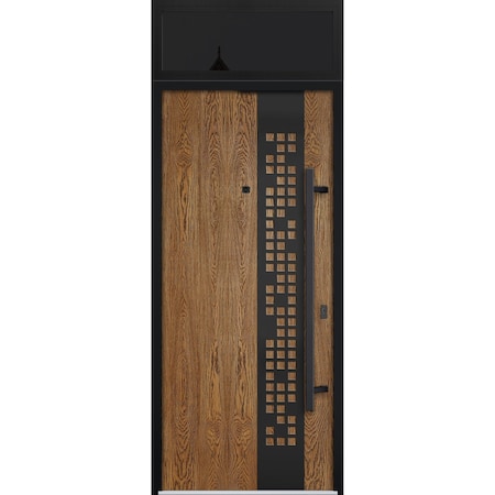 Vdomdoors Steel Door Deux 6678 Natural Oak Transom Window Sidelite Entry Door Painted W36xH80+16 Left hand In DEUX6678EXD-OAK-W36 x H80+16-LH-I