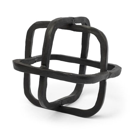 Homeroots Black Metal Cube Shaped Link Sculpture 392462