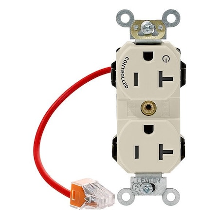 Leviton DplxRcptclOutlt, 20A, 125VAC, Almnd, Nyln M5362-1CT