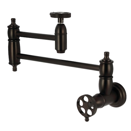 Kingston Brass Wall Mount Pot Filler Faucet with Knurled Handle, Oil Rubbed Bronze KS3105RKX