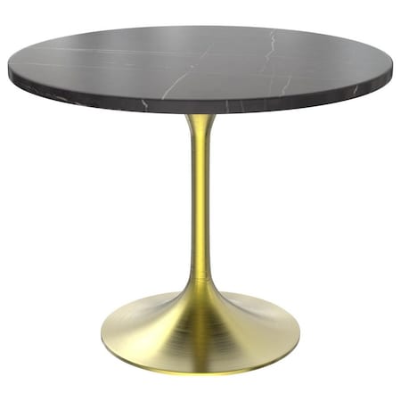 Leisuremod Round 35.43 in W, 29.34 in L, Sintered Stone/Stainless Steel, Black VT20BG-36BLS