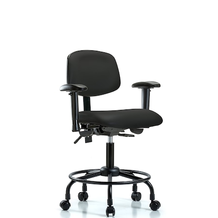 Blue Ridge Ergonomics Desk Chair Desk Chair, RT AA, Casters Vinyl, BLK, Adjustable Arms, 21" to 26" Height, Vinyl, Black BR-VDHCH-RT-T0-A1-RC-8540