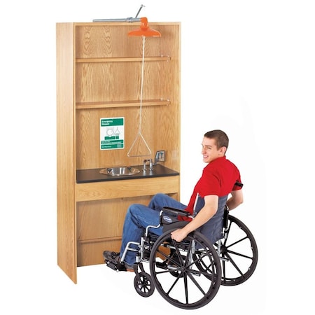 Diversified Spaces Shower/Eyewash Station, ADA Unit, Oak 6900K-ADA