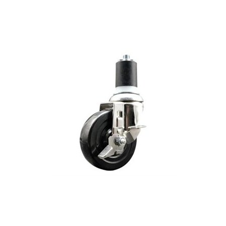 Service Caster 4 Inch 316SS Hard Rubber Swivel 1-3/4 Inch Expanding Stem Caster with Brake SCC SCC-SS316EX20S414-HRS-TLB-134