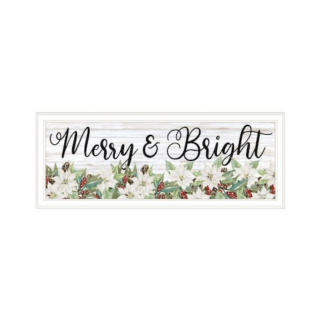 Homeroots Merry and Bright White Framed Print Wall Art 529707