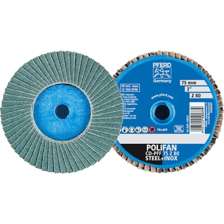 Pferd 3'' POLIFAN Mini Flap Disc - Flat - Zirconia - 80 Grit 42822