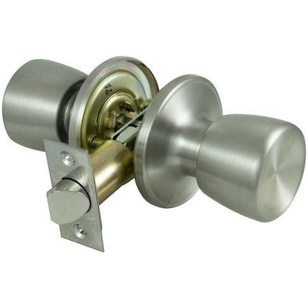 Prosource Passage Knob, Metal, Stainless Steel, 2-3/8 to 2-3/4 in Backset, 1-3/8 to 1-3/4 in Thick Door TS630V-PS
