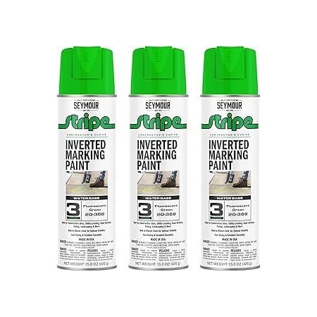 Seymour Midwest Stripe 3-Series Inverted Ground Marking Paint, Florescent Green net 15oz., 3PK 20368-3