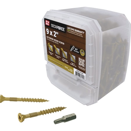 Grip-Rite DeckForce PrimeGuard Nano No, 9 x 2'' Star Drive Gold Screw, 5 Lb. GRDF2STGD5