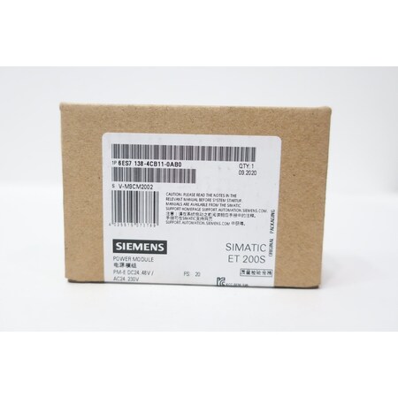 Siemens SIMATIC ET 200S POWER SUPPLY 6ES7 138-4CB11-0AB0