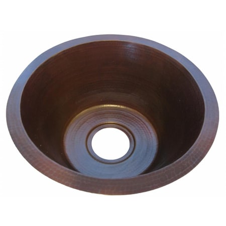 Novatto MANAGUA Round Copper Bar and Prep Sink with Antigua Finish 15-Inch Diameter TCB-001AN