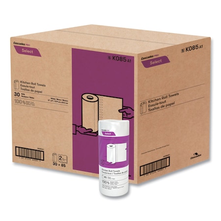 Cascades Pro Select Perforated Roll Paper Towels, 2 Ply, 85 Sheets, 57 ft, White K085