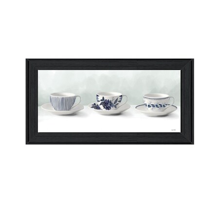 Homeroots Cups and Saucers 2 Black Framed Print Wall Art 408109