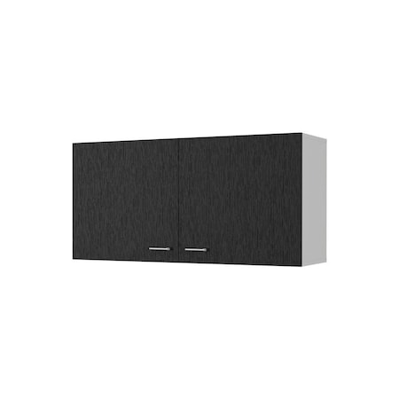 Homeroots 39in Black Wood Wall mounted Accent Cabinet 534996