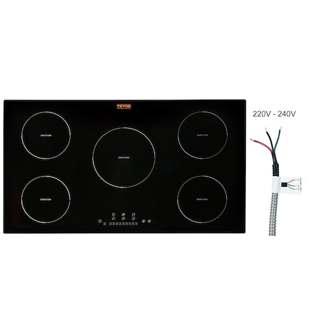 Vevor 36 inch Electric Cooktop 5 Burners Ceramic Glass Stove Top Touch Control LI5-01