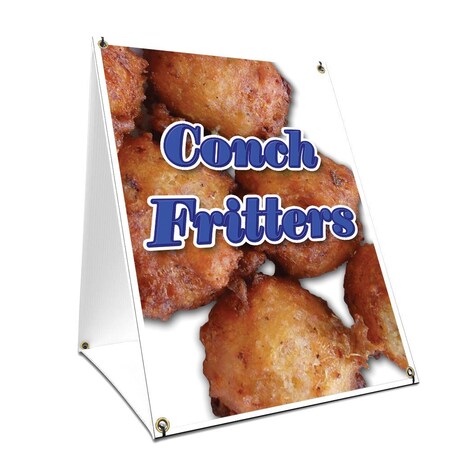 Signmission Conch Fritters, 36 Inch x 24 Inch A-frame Yard Sign, Plastic Sign SBC-2436-Conch Fritters