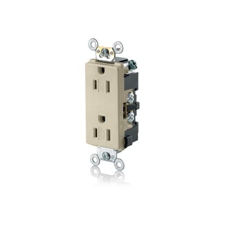 Leviton Commercial Grade Decora Receptacle, 15 Amp, 125 Volt TDR15-I