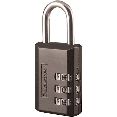 Master Lock Luggage Padlock, 1 4/5 in, Rectangle, Black 647D