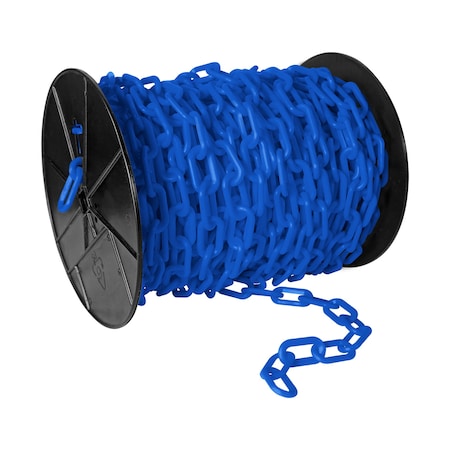 Mr. Chain 2" x 125' Sky Blue Plastic Safety Chain - Reel 50124